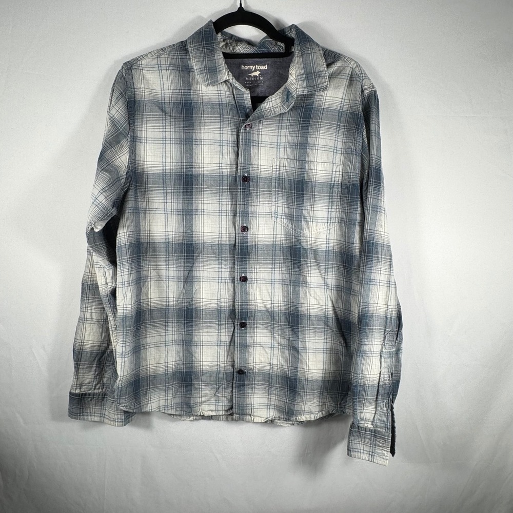 Horny Toad Mens Plaid Long Sleeve Button Up Shirt Casual Medium